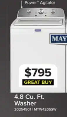 Leon's Maytag White Top Load Washer (4.8 Cu. Ft. IEC) with Deep Fill Option - MTW4205SW offer