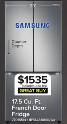 Leon's Samsung 17.5 Cu. Ft. French Door Fridge-RF18A5101SR/AA offer