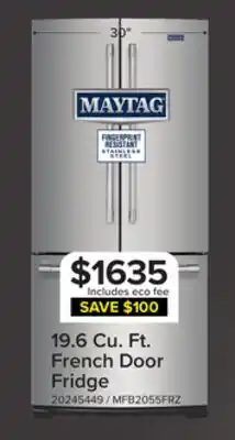 Leon's Maytag 30 19.6 Cu. Ft. Stainless Steel French Door Refrigerator - MFB2055FRZ offer