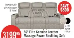 The Brick 86 Elite Genuine Leather Massage Power Reclining Sofa offer