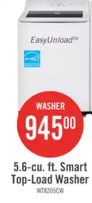 The Brick LG 5.6 Cu. Ft. Smart Top-Load Washer with EasyUnload - Essence White - WT8205CW offer