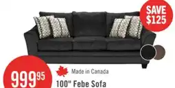 The Brick Made in Canada Febe 100 Chenille Fabric Sofa with Flared Arms and Accent Pillows - Charcoal Grey offer