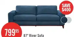 The Brick River 87 Linen-Look Fabric Sofa with Wood Base and Legs - Blue offer