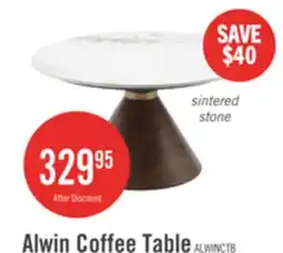 The Brick Alwin 31.5 Modern Round Coffee Table with White Sintered Stone Top - Brown offer