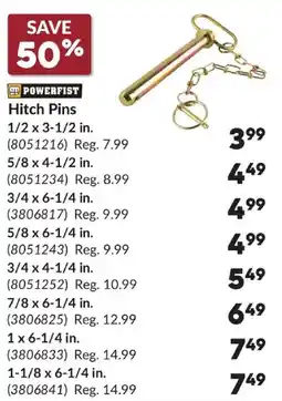 Princess Auto Powerfist Hitch Pins offer