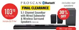 The Brick 5.1 CH Bluetooth Soundbar with Wired Subwoofer and Wireless Surround (PSB551) offer