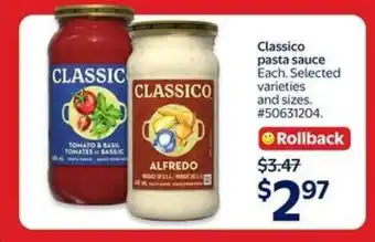 Walmart Classico Pasta Sauce offer
