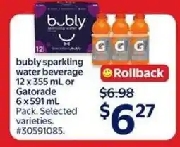 Walmart bubly sparkling water beverage or Gatorade offer
