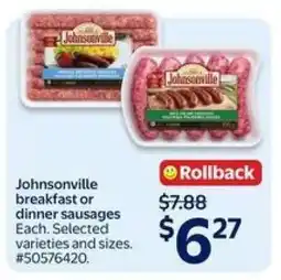 Walmart Johnsonville Breakfast or Dinner Sausages offer