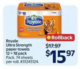 Walmart Royale Ultra Strength paper towels offer