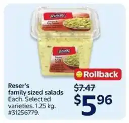 Walmart Reser's Family Sized Salads offer