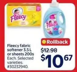 Walmart FLEECY FABRIC SOFTENER offer