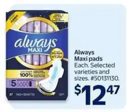 Walmart Always Maxi Pads offer