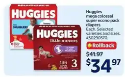 Walmart Huggies mega colossal super econo pack diapers offer