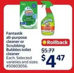 Walmart Fantastik all-purpose cleaner or Scrubbing Bubbles toilet cleaner offer