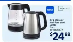 Walmart 1.7 L Glass or Stainless Steel Kettle offer