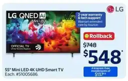 Walmart LG QNED AI Mini LED 55 4K UHD Smart TV offer