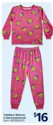 Walmart Toddlers' Minions 2-piece pyjama set offer