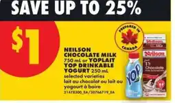 No Frills Neilson Chocolate Milk or Yoplait Yop Drinkable Yogurt offer