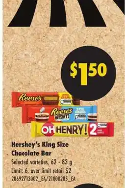 No Frills HERSHEY'S KING SIZE CHOCOLATE BAR offer