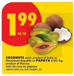 No Frills COCONUTS or PAPAYA offer