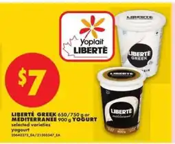 No Frills LIBERTÉ Greek or Méditerranée Yogurt offer