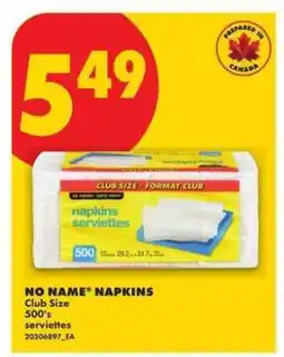 No Frills NO NAME NAPKINS offer