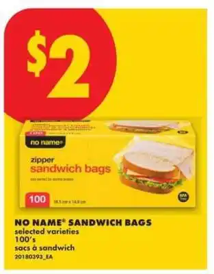 No Frills NO NAME SANDWICH BAGS offer