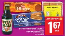 Food Basics Devon or Munchee Cookies / Vita Malt Beverage offer