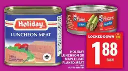 Food Basics Holiday Luncheon or Maple Leaf Flaked Meat offer