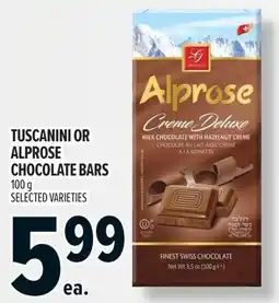 Metro Tuscanini or alprose chocolate bars offer