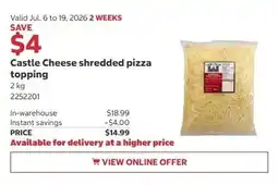 Costco Castle Cheese shredded pizza topping offer