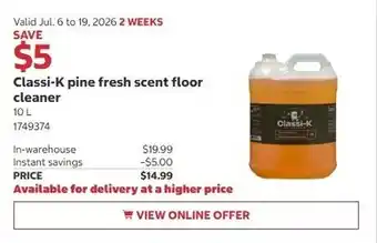 Costco Classi-K pine fresh scent floor cleaner offer