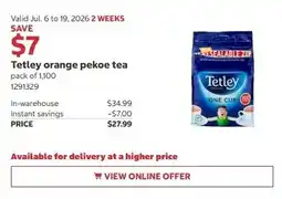 Costco Tetley orange pekoe tea offer