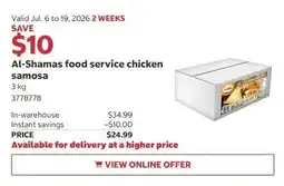 Costco Al-Shamas food service chicken samosa offer