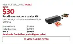 Costco FoodSaver vacuum sealer kit offer