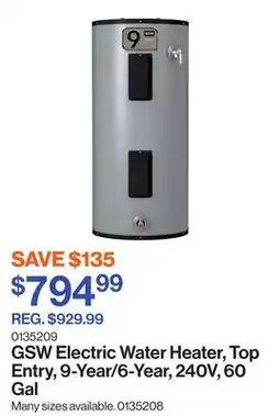 Patrick Morin Electric Water Heater, Top Entry, 9-Year/6-Year, 240V, 60 Gal offer