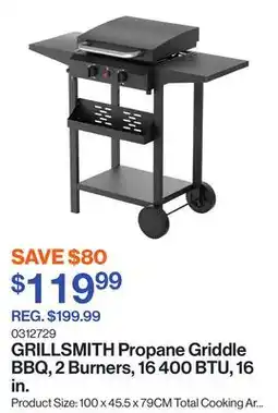 Patrick Morin Propane Griddle BBQ, 2 Burners, 16 400 BTU, 16 in offer