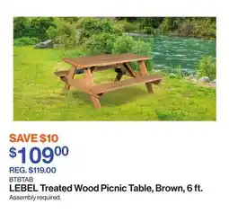 Patrick Morin Treated Wood Picnic Table, Brown, 6 ft offer