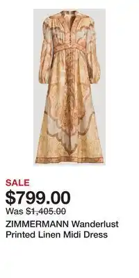 Holt Renfrew ZIMMERMANN Wanderlust Printed Linen Midi Dress offer