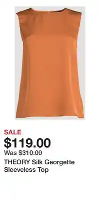 Holt Renfrew THEORY Silk Georgette Sleeveless Top offer