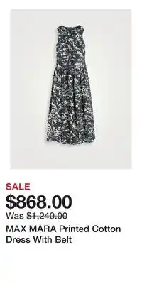 Holt Renfrew MAX MARA Printed Cotton Dress With Belt offer