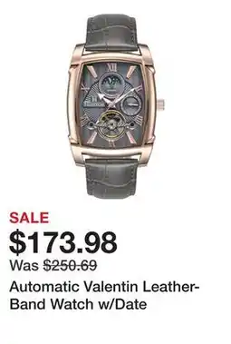 TSC Stores Automatic Valentin Leather-Band Watch w/Date offer