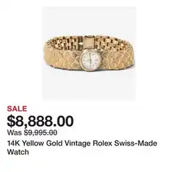 TSC Stores 14K Yellow Gold Vintage Rolex Swiss-Made Watch offer