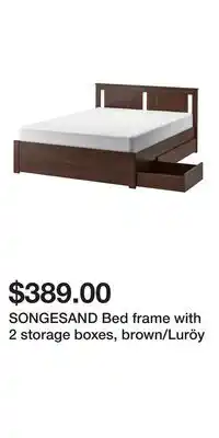 IKEA SONGESAND Bed frame with 2 storage boxes, brown/Luröy offer
