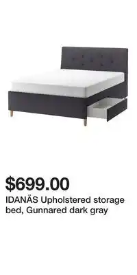 IKEA IDANÄS Upholstered storage bed, Gunnared dark gray offer