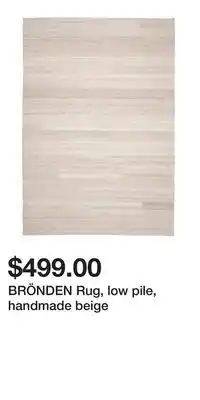 IKEA BRÖNDEN Rug, low pile, handmade beige offer