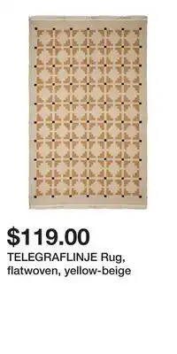 IKEA TELEGRAFLINJE Rug, flatwoven, yellow-beige offer