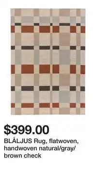IKEA BLÅLJUS Rug, flatwoven, handwoven natural/gray/brown check offer