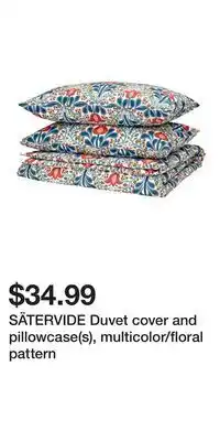 IKEA SÄTERVIDE Duvet cover and pillowcase(s), multicolor/floral pattern offer